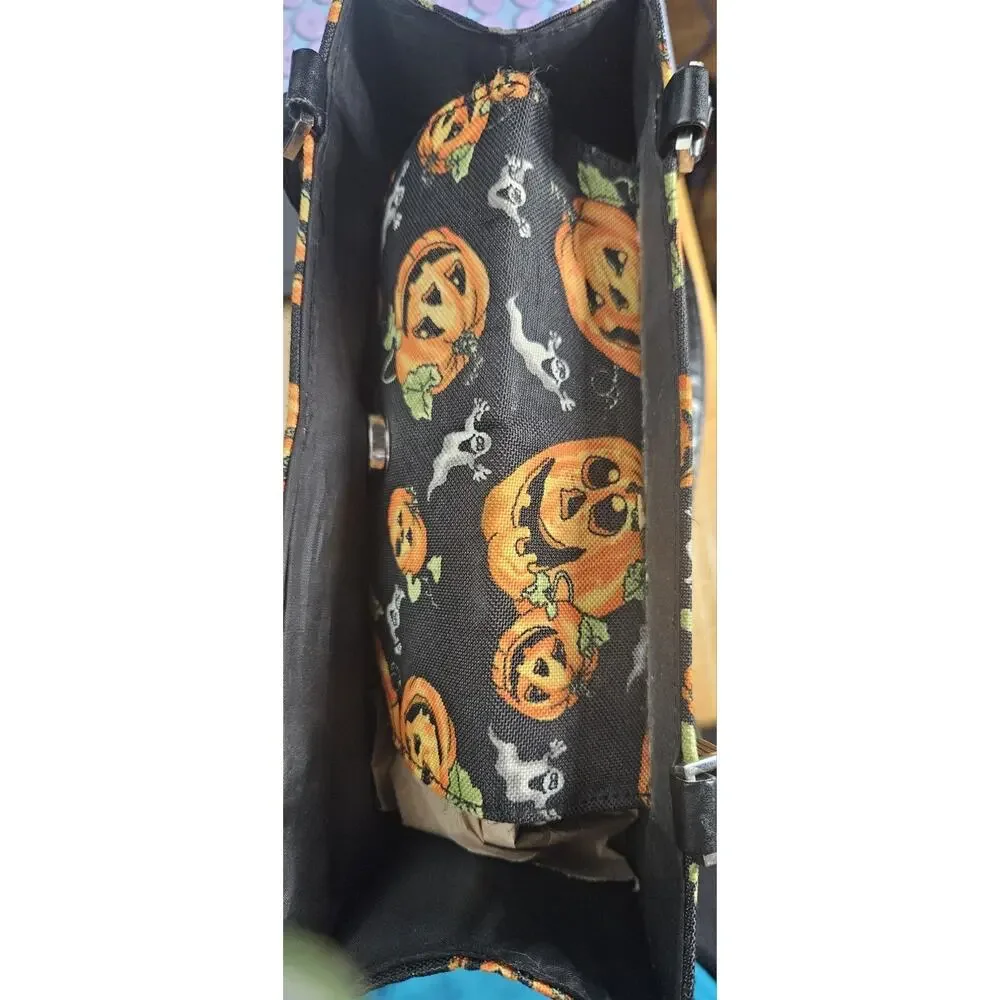 Jack O'Lantern Halloween purse/tote Black w/ Snap Closure 10